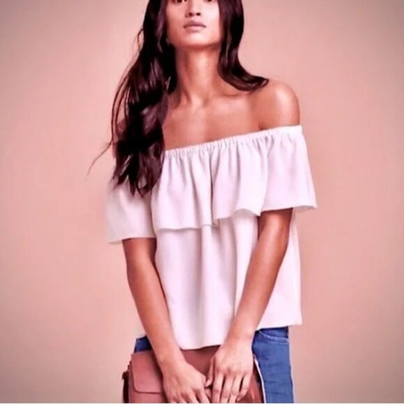 Aritzia Wilfred Promener Off-Shoulder Pink Ruffle Blouse - Picture 1 of 5
